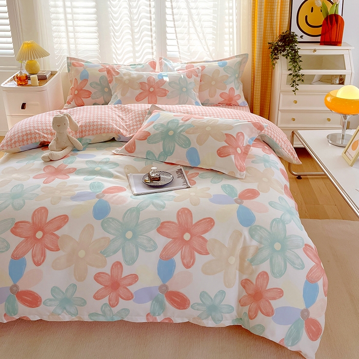 91家纺网 家纺一手货源 找家纺 美宜家 2025新款植物羊绒加厚斜纹磨毛单被套 花束之美