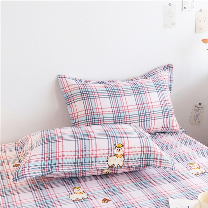 91家纺网 家纺一手货源 找家纺 金泰莱 2025新款印花竹纤维凉席三件套软凉席竹席盖毯子 欢乐羊-粉