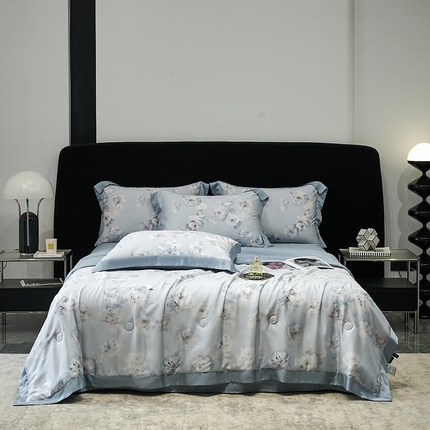91家纺网 家纺一手货源 找家纺 （总）时亿家居 2024新款兰精天丝印花夏被四件套