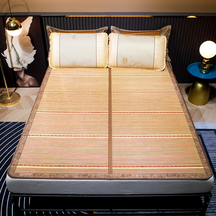 91家纺网 家纺一手货源 找家纺 新月家纺（锦威郎） 2024新款夏季竹席冰藤折叠双面席子 黄金海岸2