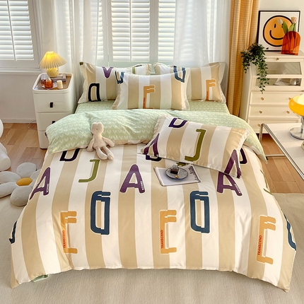 美宜家  2025新款植物羊绒加厚斜纹磨毛单被套四件套 布莱顿