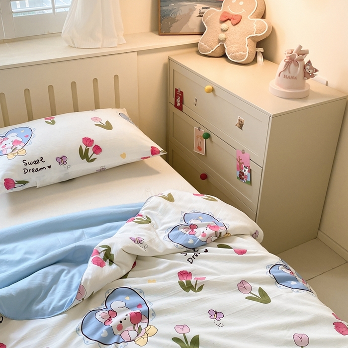 91家纺网 家纺一手货源 找家纺 梵克保罗  2024新款水洗棉印花大豆夏被 郁金香