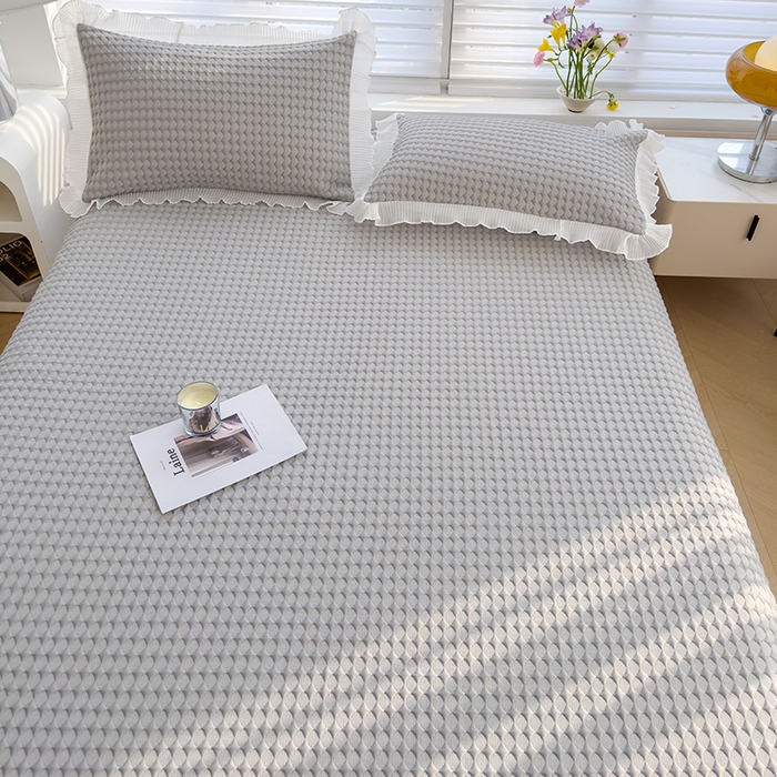 91家纺网 家纺一手货源 找家纺 （总）冬然家纺 2024新款素色花边系列冰豆豆凉席 