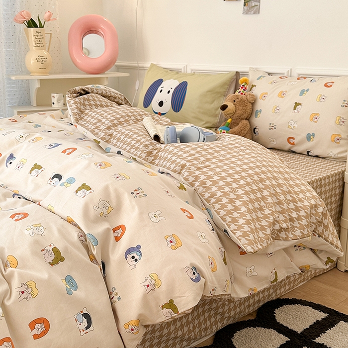 91家纺网 家纺一手货源 找家纺 昔可家纺 2024新款创意枕套全棉波点印花四件套 小小表情包