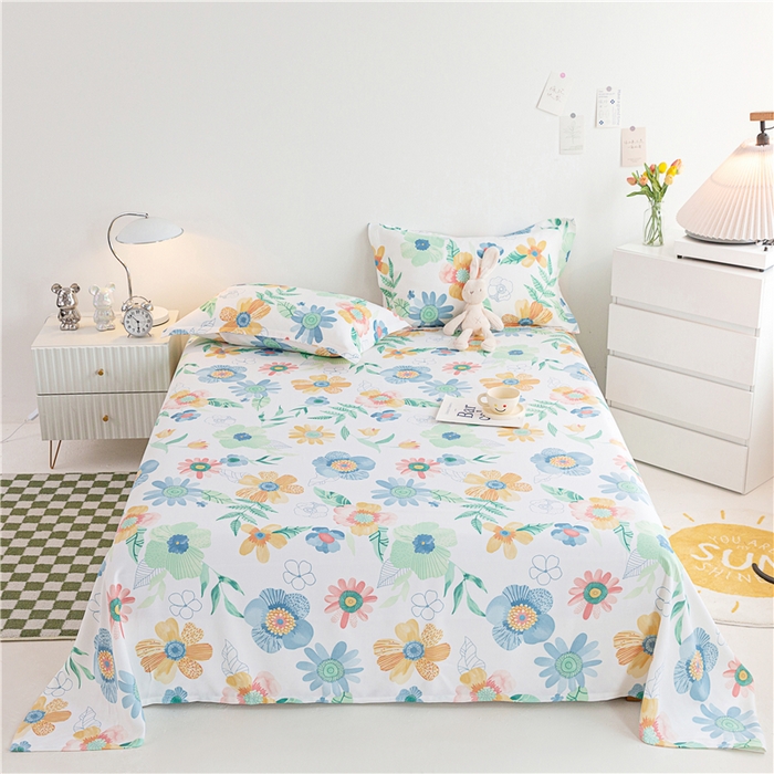 91家纺网 家纺一手货源 找家纺 金泰莱 2025新款印花竹纤维凉席三件套软凉席竹席盖毯子 青鸢