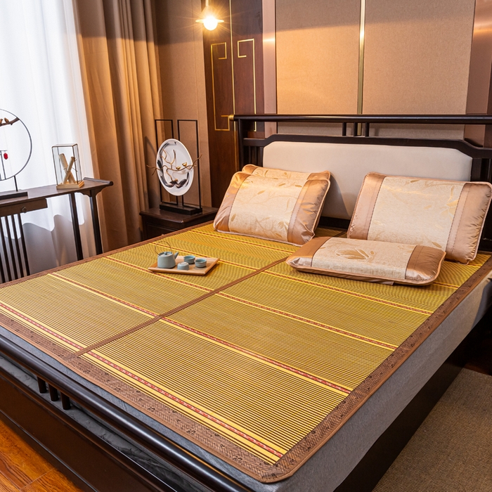 91家纺网 家纺一手货源 找家纺 新月家纺（锦威郎） 2024新款夏季竹席冰藤折叠双面席子 黄金海岸3