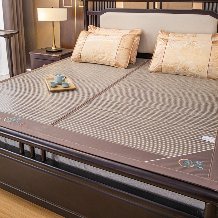 91家纺网 家纺一手货源 找家纺 新月家纺（锦威郎） 2024新款夏季竹席冰藤折叠双面席子 爱情魔方