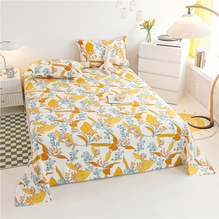 91家纺网 家纺一手货源 找家纺 金泰莱 2025新款印花竹纤维凉席三件套软凉席竹席盖毯子 洛神-米