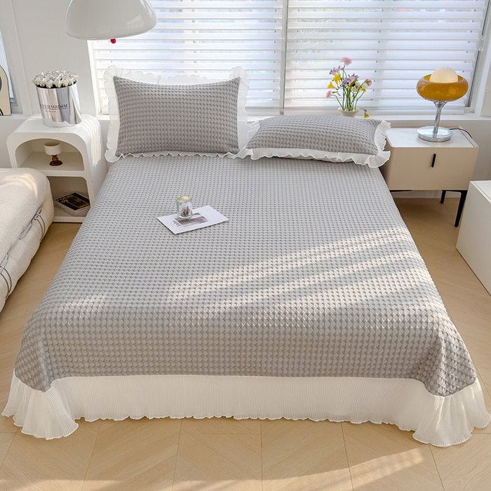 91家纺网 家纺一手货源 找家纺 （总）冬然家纺 2024新款素色花边系列冰豆豆凉席 