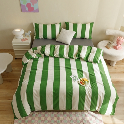 91家纺网 家纺一手货源 找家纺 （总）网客家纺 2024新款全棉条纹印花四件套