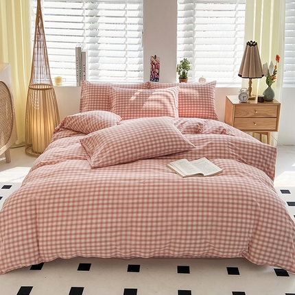 梦莱斯 2024新款亲肤水洗棉四件套 尚品粉