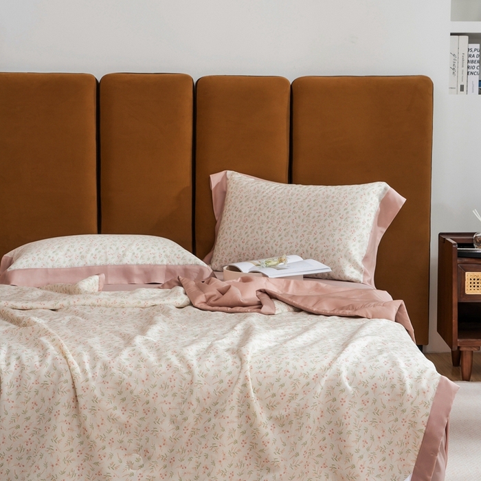 91家纺网 家纺一手货源 找家纺 黛舒家居 2024新款莱赛尔天丝大豆夏被四件套 梦瑾