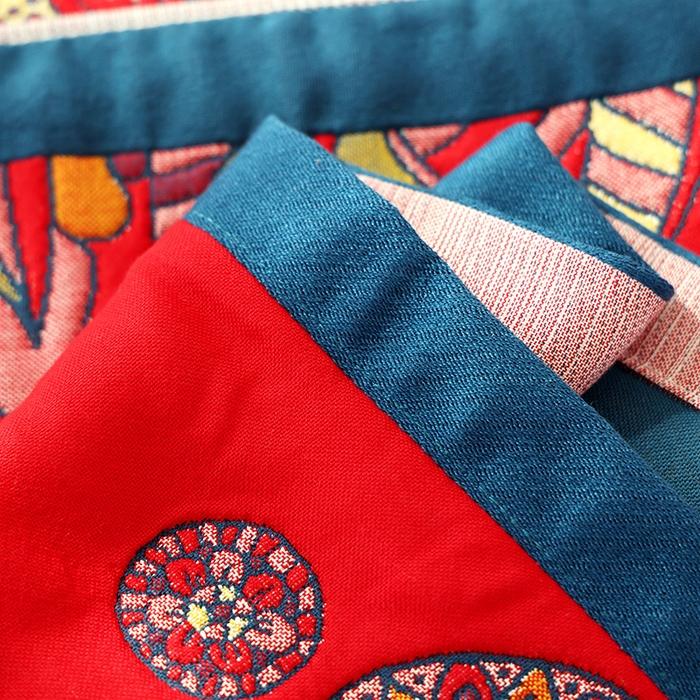 91家纺网 家纺一手货源 找家纺 朴尔毛巾被 2024年全棉加厚八层纱布喜庆民族风婚庆系列枕巾 福运满满 52*78cm