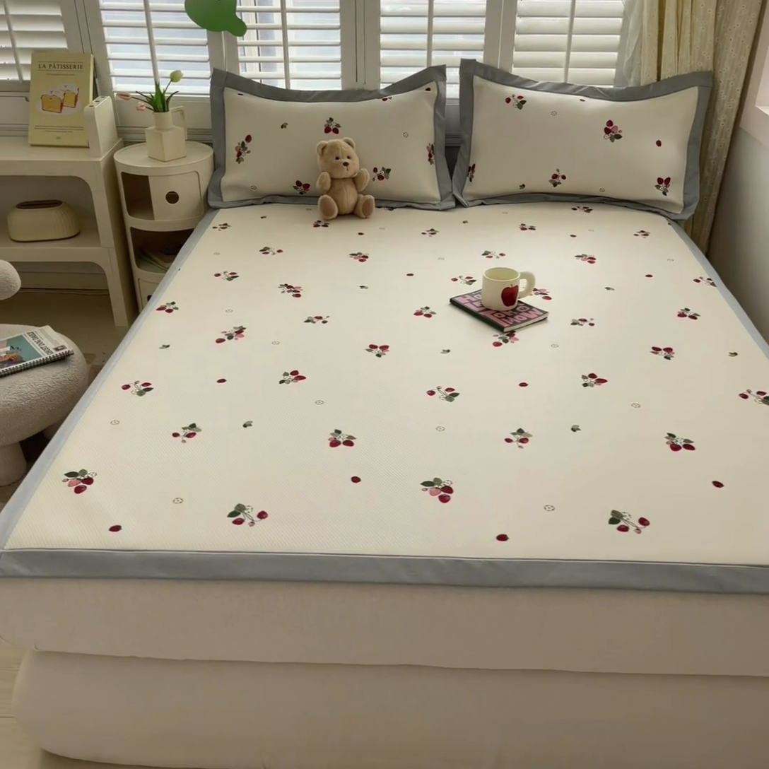 91家纺网 家纺一手货源 找家纺 星座-2025大斜纹复合冰丝凉席 奶油草莓