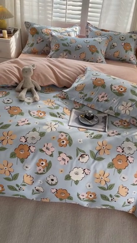 91家纺网 家纺一手货源 找家纺 美宜家 2025新款植物羊绒加厚斜纹磨毛单被套 木槿花