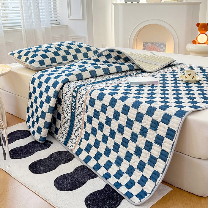 91家纺网 家纺一手货源 找家纺 福来临 2025新款印花凉感丝含胶凉席夏被三件套四件套 含胶凉席-格调