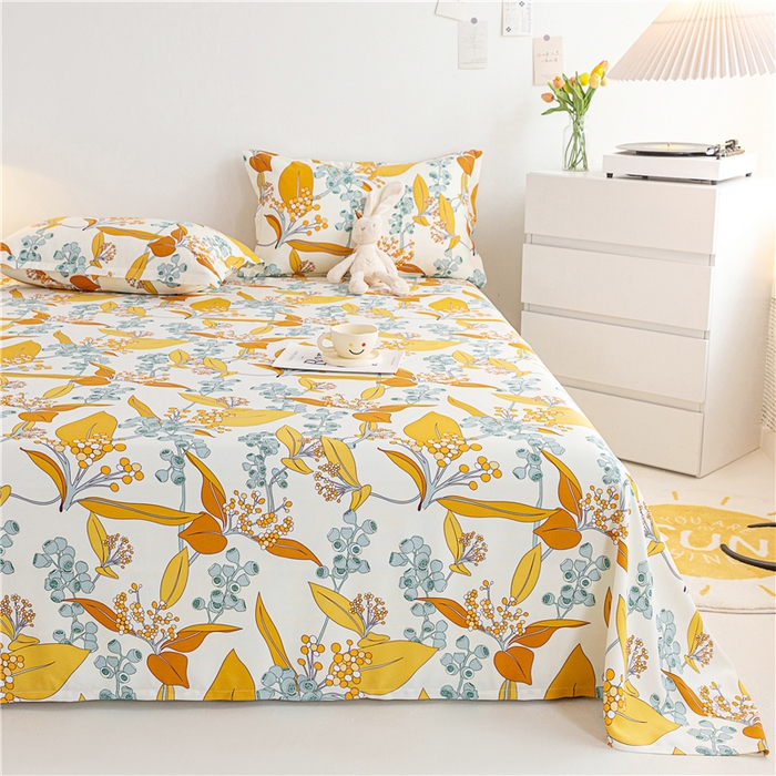 91家纺网 家纺一手货源 找家纺 金泰莱 2025新款印花竹纤维凉席三件套软凉席竹席盖毯子 洛神-米