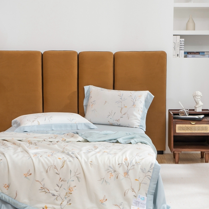 91家纺网 家纺一手货源 找家纺 黛舒家居 2024新款莱赛尔天丝大豆夏被四件套 叶璃