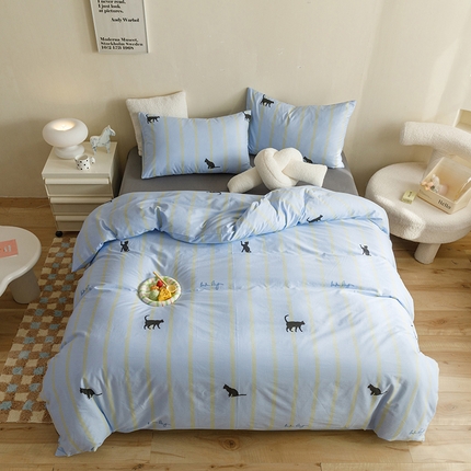 91家纺网 家纺一手货源 找家纺 （总）网客家纺 2024新款全棉条纹印花四件套