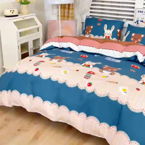 91家纺网 家纺一手货源 找家纺 莎臣豹 2025新款植物羊绒印花四件套 趣味时光