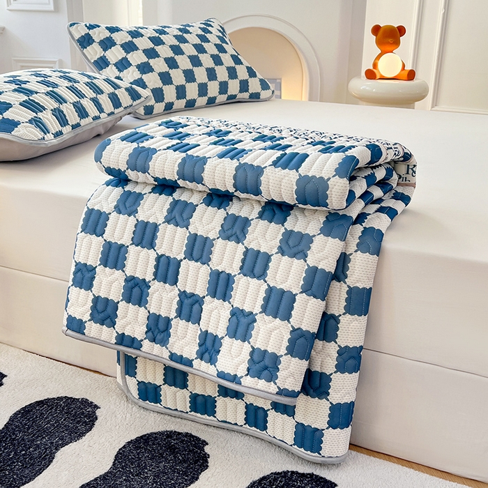 91家纺网 家纺一手货源 找家纺 福来临 2025新款印花凉感丝含胶凉席夏被三件套四件套 含胶凉席-格调