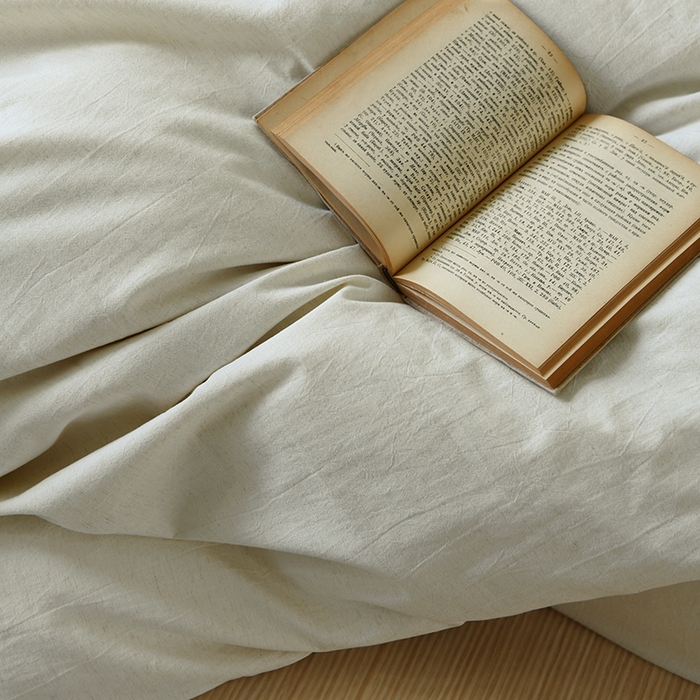 91家纺网 家纺一手货源 找家纺 山舍家居 2024 新款全棉棉麻纯色纽扣四件套 麻本色