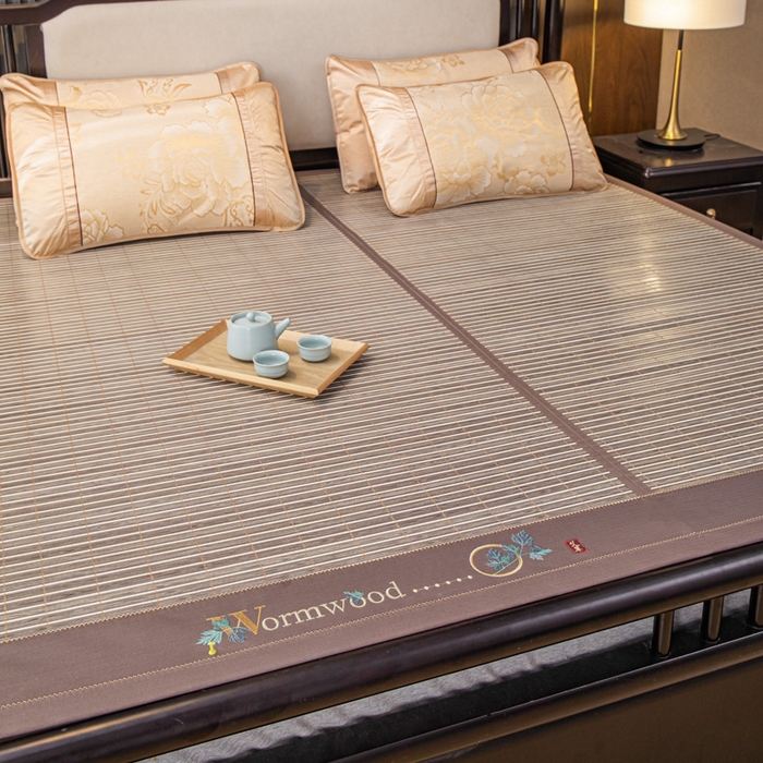 91家纺网 家纺一手货源 找家纺 新月家纺（锦威郎） 2024新款夏季竹席冰藤折叠双面席子 爱情魔方