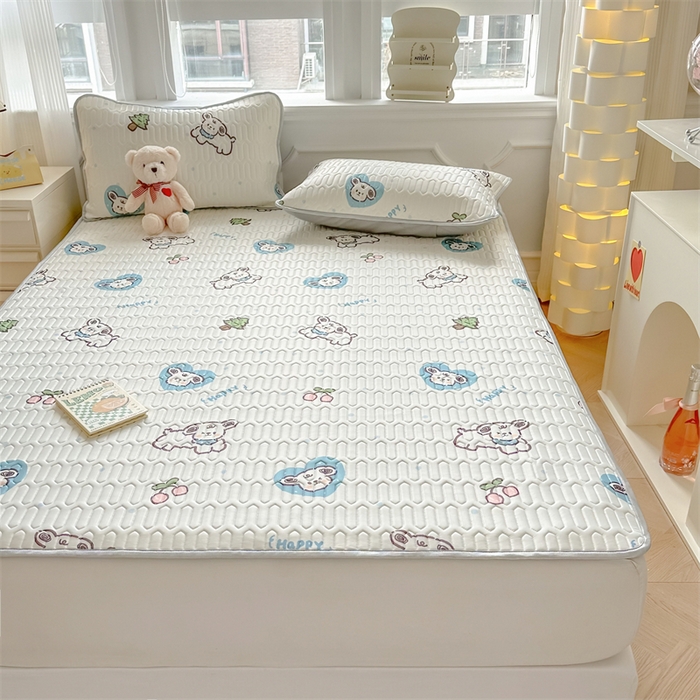 91家纺网 家纺一手货源 找家纺 慕尚家纺 2025新款凉感丝印花乳胶凉席 淘气狗