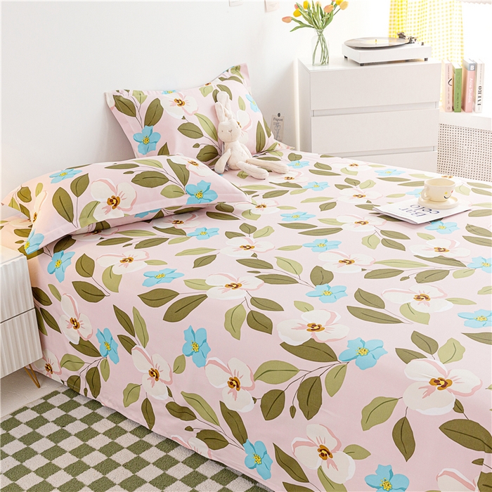 91家纺网 家纺一手货源 找家纺 金泰莱 2025新款印花竹纤维凉席三件套软凉席竹席盖毯子 轻舞-粉