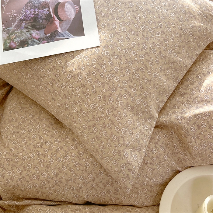 91家纺网 家纺一手货源 找家纺 于果 2024新款全棉双层纱四件套-花黛露豆沙