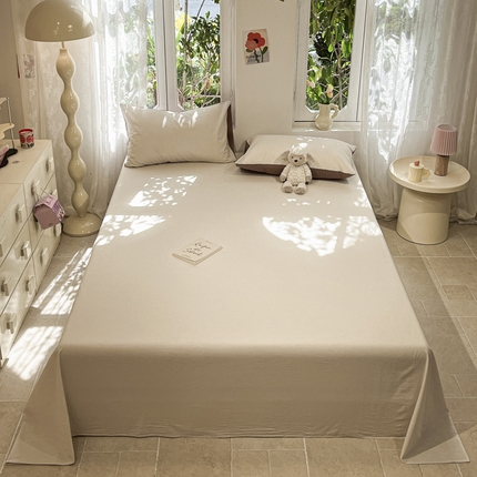 91家纺网 家纺一手货源 找家纺 （总）蓝邻 2024新款全棉无印风全棉色织水洗棉单品床单