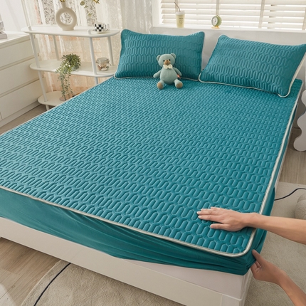 91家纺网 家纺一手货源 找家纺 （总）湘之帛 2024直播新款加厚印花凉感丝乳胶凉席床笠款三件套