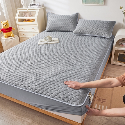 91家纺网 家纺一手货源 找家纺 小萌虎 2024新款冰丝胶质凉席-床笠款 灰