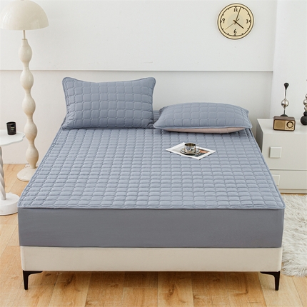 91家纺网 家纺一手货源 找家纺 恒尚居 2024新款水洗棉大豆夹棉床笠 雾霾蓝