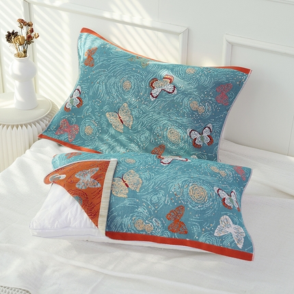 91家纺网 家纺一手货源 找家纺 朴尔毛巾被2024年新品全棉细纱编织纹AB版透气枕巾 花仙子52*78cm