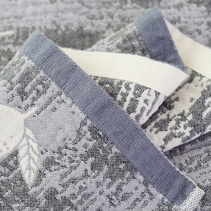 91家纺网 家纺一手货源 找家纺 朴尔毛巾被2024新款彩棉国潮风全棉六层纱布枕巾 柠香-灰枕巾52*78cm