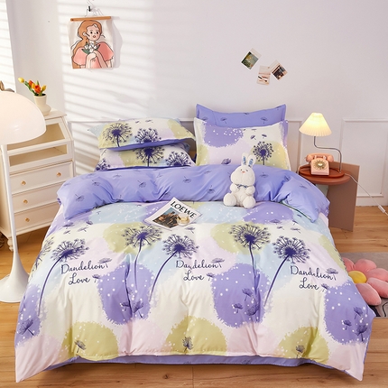 91家纺网 家纺一手货源 找家纺 美宜家 2025新款140克小清新磨毛印花学生四件套 浮梦飞花