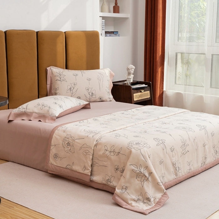 91家纺网 家纺一手货源 找家纺 黛舒家居 2024新款莱赛尔天丝大豆夏被四件套 花魅