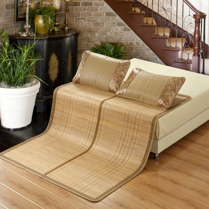 91家纺网 家纺一手货源 找家纺 新月家纺（锦威郎） 2024新款夏季竹席冰藤折叠双面席子 黄金海岸1