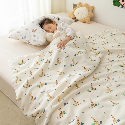 寐眠 2024新款双层纱大豆儿童夏被 长颈鹿