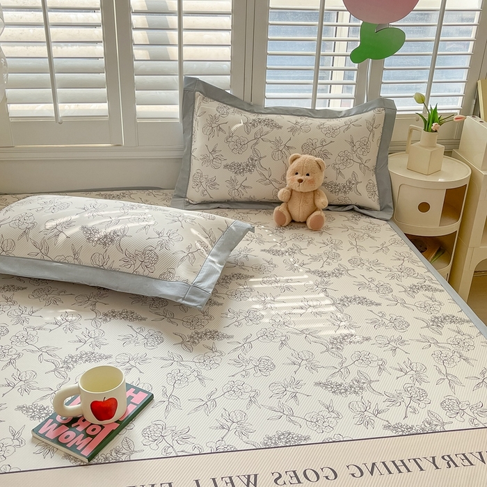 91家纺网 家纺一手货源 找家纺 星座-2025大斜纹复合冰丝凉席 午后茶花