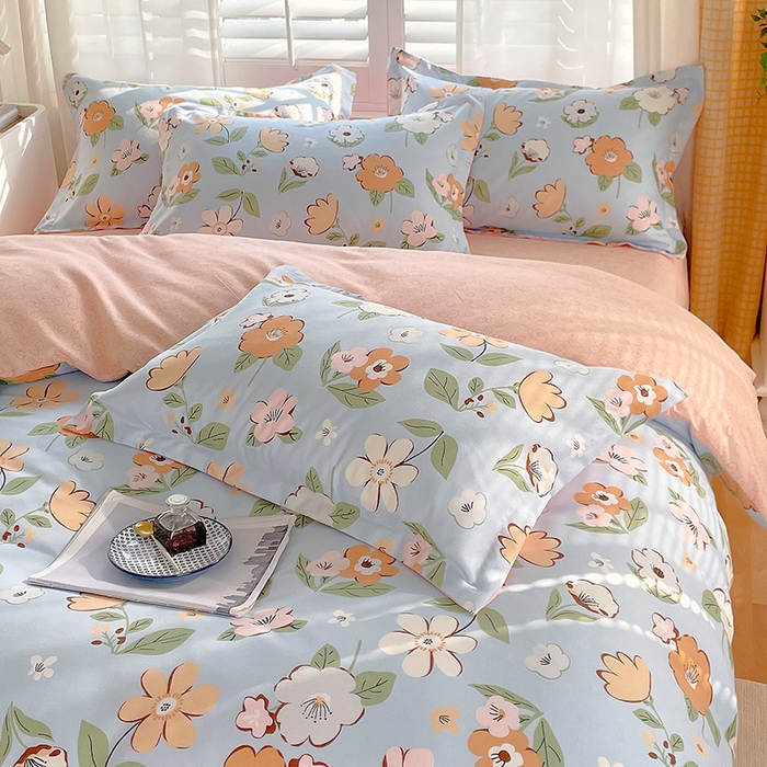 91家纺网 家纺一手货源 找家纺 美宜家 2025新款植物羊绒加厚斜纹磨毛单被套 木槿花