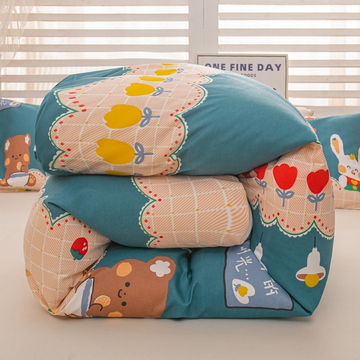 91家纺网 家纺一手货源 找家纺 莎臣豹 2025新款植物羊绒印花四件套 趣味时光