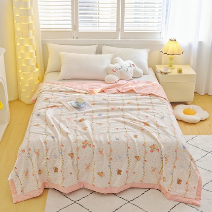 德芙 2024新款全棉小碎花夏被被子被芯 竹烟波月