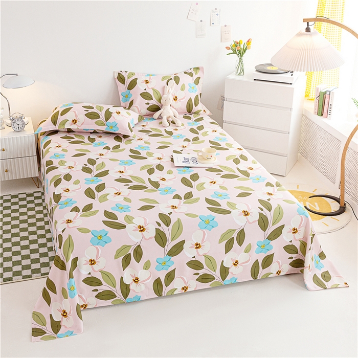 91家纺网 家纺一手货源 找家纺 金泰莱 2025新款印花竹纤维凉席三件套软凉席竹席盖毯子 轻舞-粉