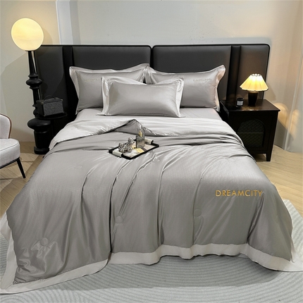 古吉梦 2024新款水洗真丝提花夏被--迪梦 中灰+山灰
