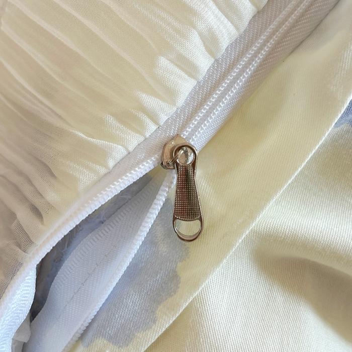 91家纺网 家纺一手货源 找家纺 添越 2024小清新韩版蕾丝花边纯棉夹棉床盖三件套全棉-怦然心动-蓝