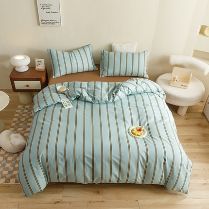 91家纺网 家纺一手货源 找家纺 （总）网客家纺 2024新款全棉条纹印花四件套