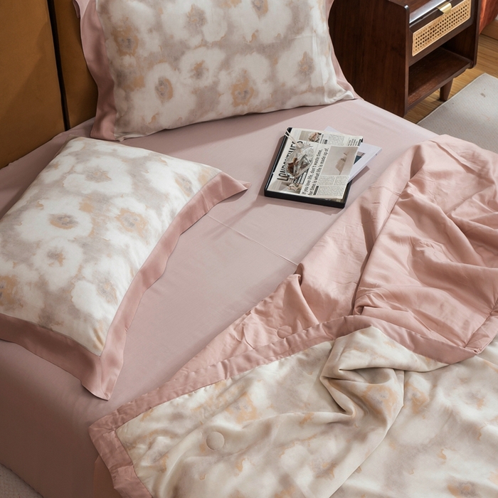 91家纺网 家纺一手货源 找家纺 黛舒家居 2024新款莱赛尔天丝大豆夏被四件套 未央