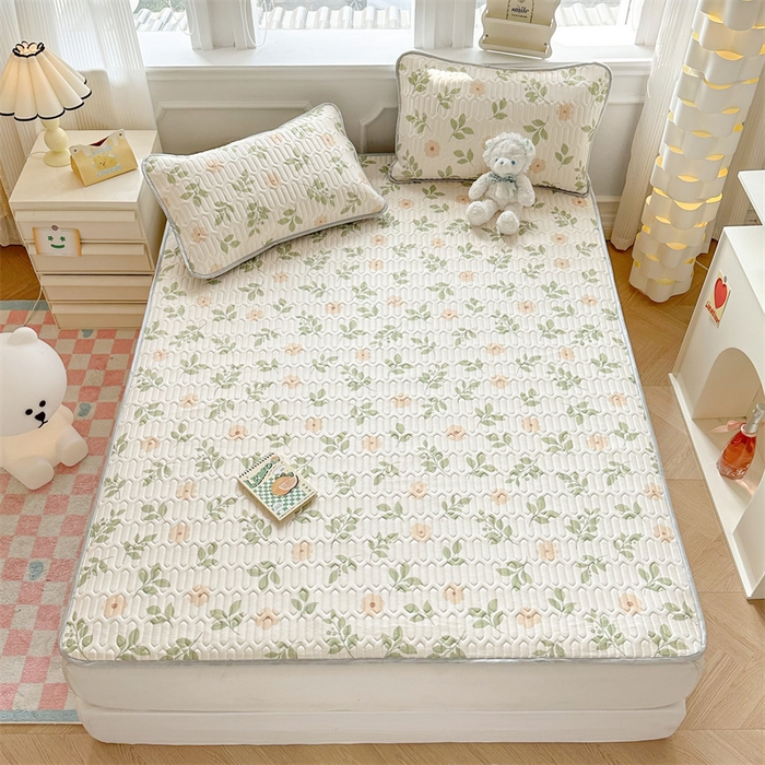 91家纺网 家纺一手货源 找家纺 慕尚家纺 2025新款凉感丝印花乳胶凉席 仙草